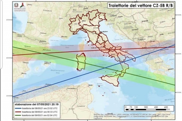 Traiettorie frammenti razzo