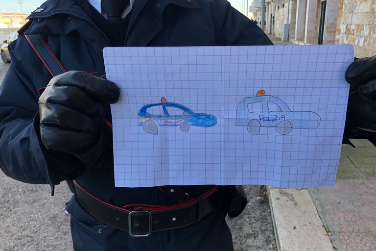 Il disegno donato da un bimbo di Bitonto