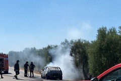 Auto in fiamme tra Bitonto e Palombaio: intervengono i Vigili del Fuoco