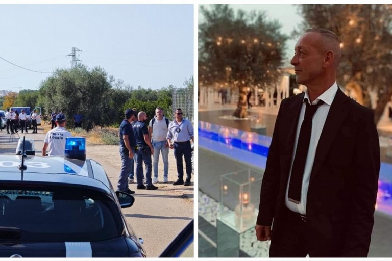 I rilievi della Polizia di Stato e, a destra, Arcangelo Barbone
