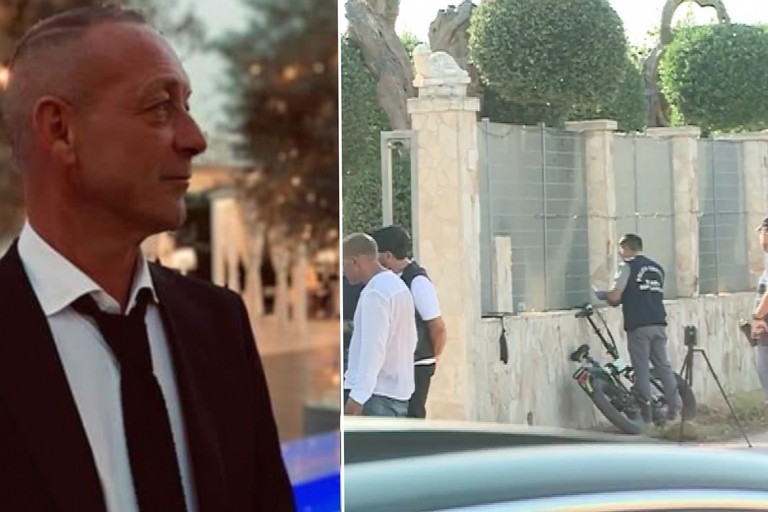 I rilievi della Polizia di Stato e, a sinistra, Arcangelo Barbone