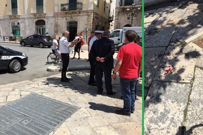 I rilievi dopo la caduta della donna in piazza Marconi