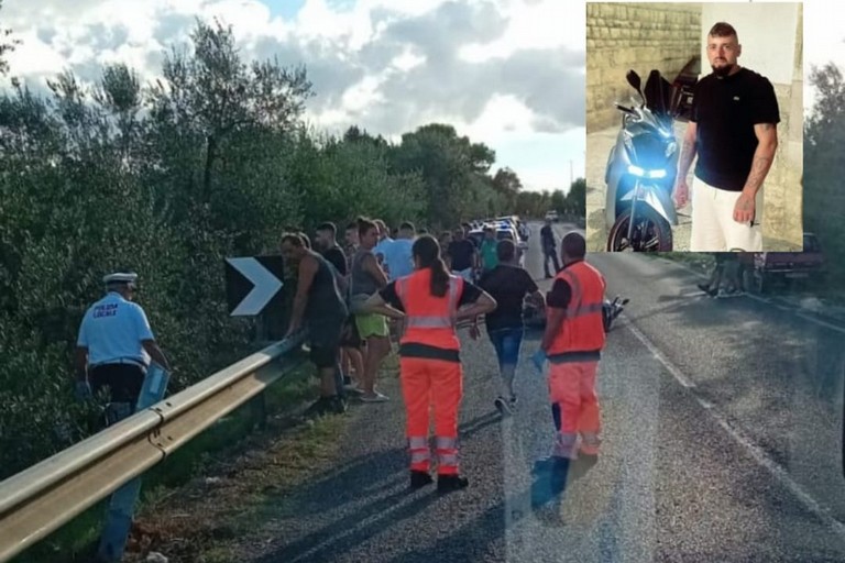 L'incidente stradale avvenuto sulla strada provinciale 89 e, nel riquadro, Giuseppe Maggio