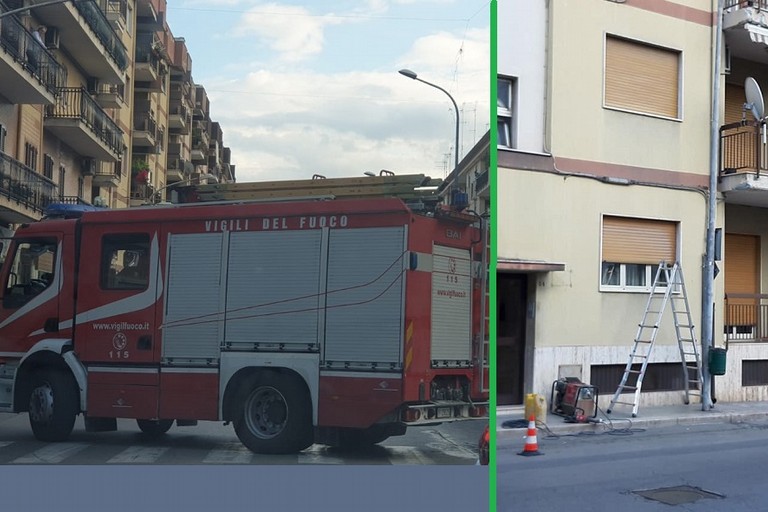 Vigili del fuoco in azione in via Larovere